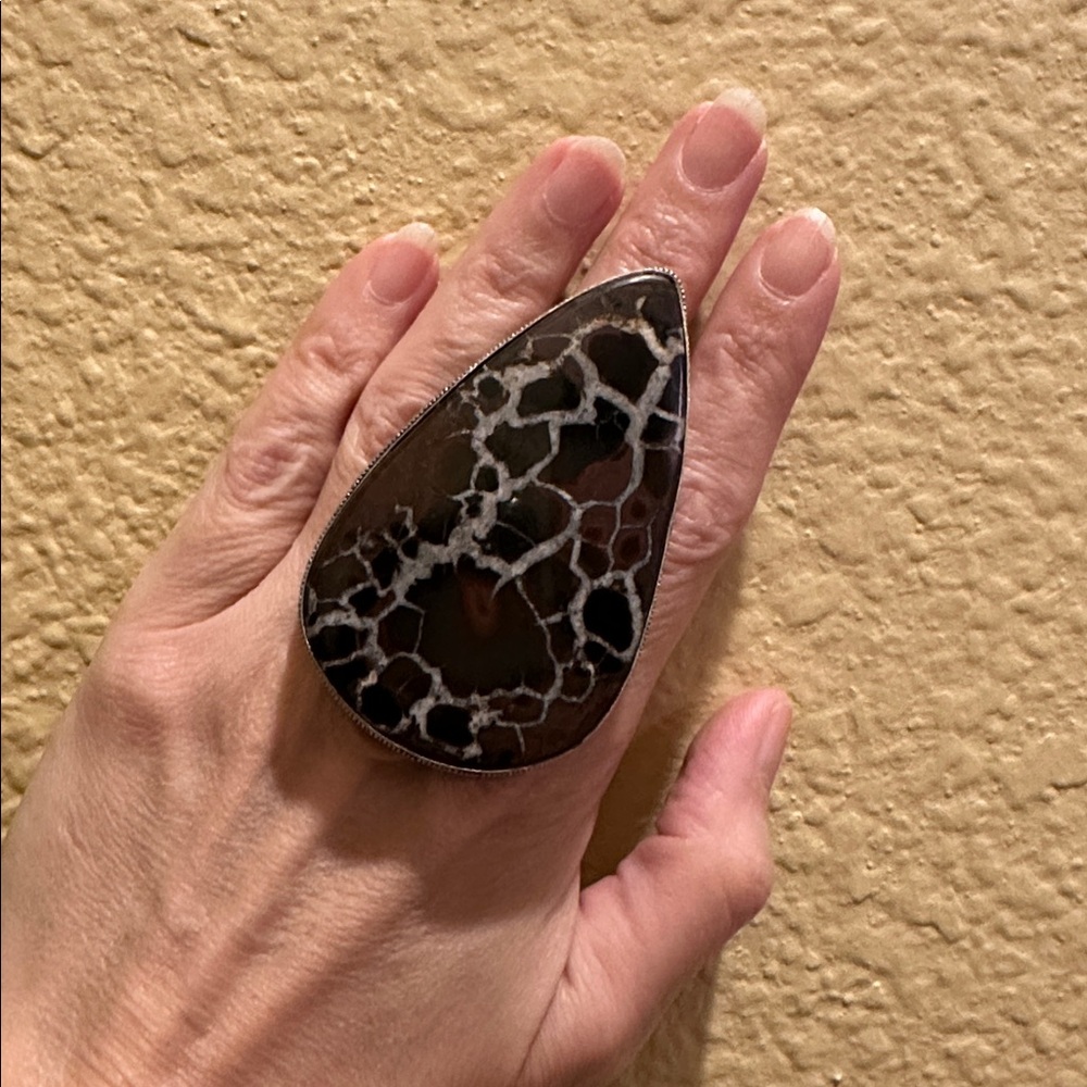 Large Septarian Statement Ring - Teardrop - image 8